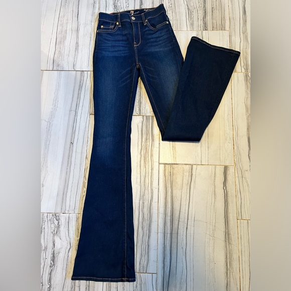 7 For All Mankind Ali High Waist Dark Blue Bootcut Stretch Jeans - Picture 5 of 16